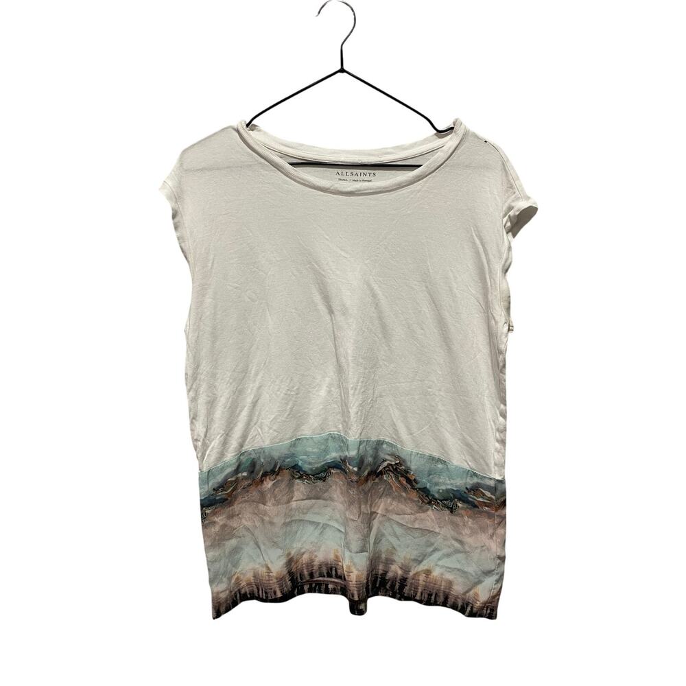 AllSaints Light Weight Short sleeve Blouse Sz S Small Flaw